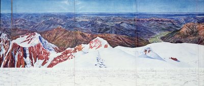 Panoramisch uitzicht op de top van Pelvoux (sommet du Pelvoux) in het Massif des Ecrins, Franse Alpen door Paul Helbronner