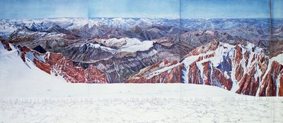 Panoramisch uitzicht op de top van Pelvoux in het Massif des Ecrins, Franse Alpen door Paul Helbronner