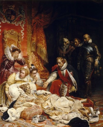 De dood van Elizabeth I, koningin van Engeland door Paul Delaroche