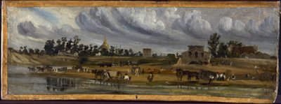 Oevers van de Seine bij de barrière de la Cunette, nabij Champ-de-Mars (1820) door Paul Huet