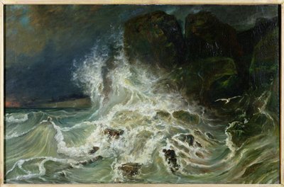 Brandingen bij Granville Point in het Kanaal, 1853 door Paul Huet