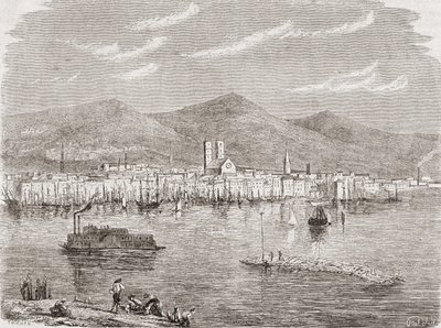 Montreal in de jaren 1860, gegraveerd door Auguste Trichon (geb.1814) door Paul Huet