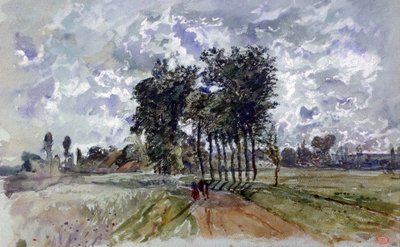 De weg naar Crécy, 1857 door Paul Huet