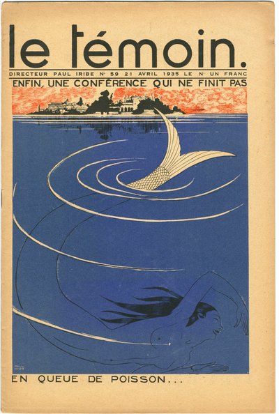 Omslag voor het tijdschrift The Temoin, Satirisch in Kleuren, 21 april 1935 door Paul Iribe
