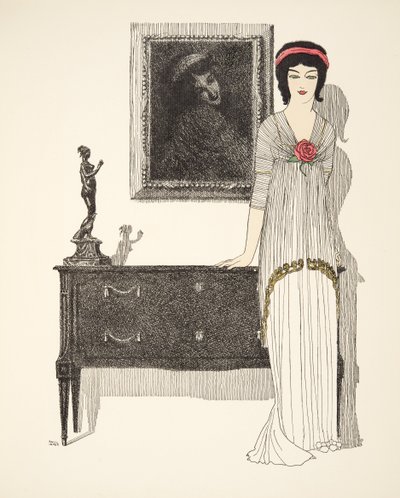 Avondjurk, uit Les Robes de Paul Poiret gepubliceerd 1908 door Paul Iribe
