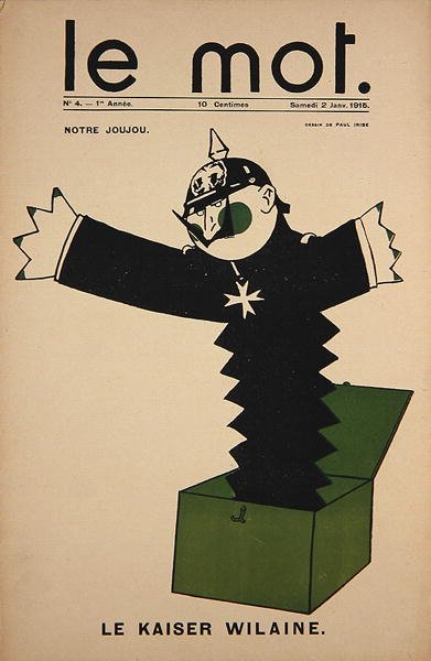 Notre Joujou, Le Kaiser Wilaine, voorpagina van Le Mot, 2 januari 1915 door Paul Iribe
