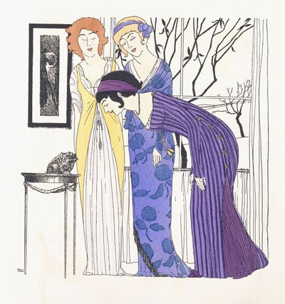 Drie dames en een potentiële Prins Charmant (als een kikker) door Paul Iribe