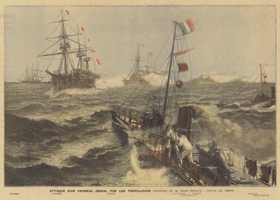 Aanval op een vlaggenschip door torpedoboten door Paul Jobert