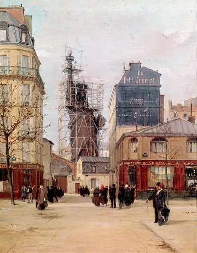 La Liberte verlicht de wereld. Het Vrijheidsbeeld gemaakt door Frederic Auguste Bartholdi (1834-1905) in de Gayet gieterij, Parijs, voordat het naar New York vertrok in 1883. door Paul Joseph Victor Dargaud