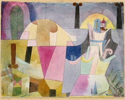Zwarte Kolommen in een Landschap door Paul Klee