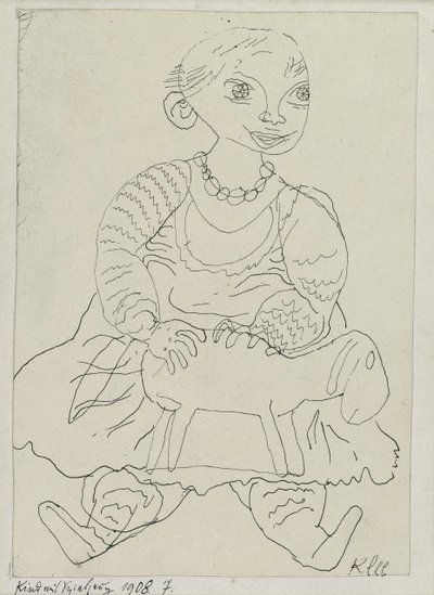Kind met een speelgoed door Paul Klee