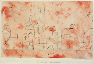 Stad met gotische kathedraal door Paul Klee