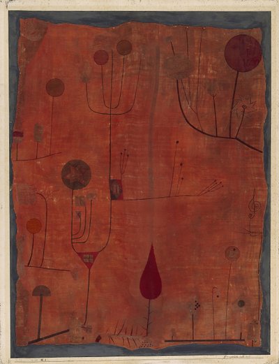 Vruchten op Rood door Paul Klee