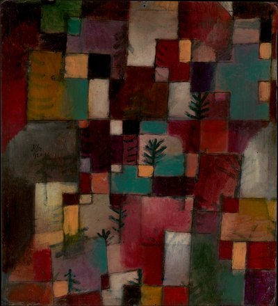 Roodgroene en Violet-Gele Ritmes door Paul Klee