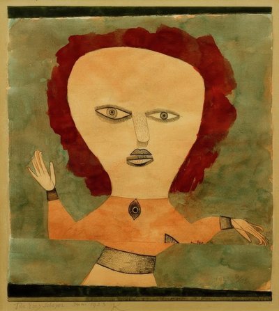 Acteur als vrouw door Paul Klee
