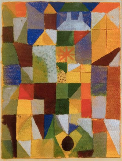 Stedelijke compositie met gele ramen door Paul Klee