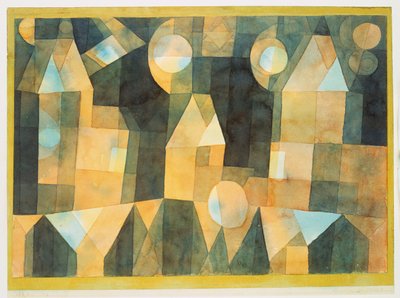 Drie Huizen en een Brug door Paul Klee