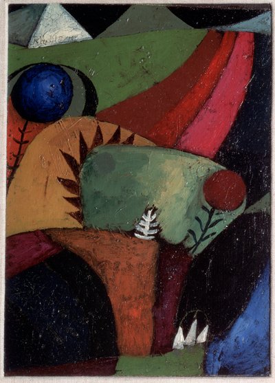 Drie blauwe klokjes door Paul Klee