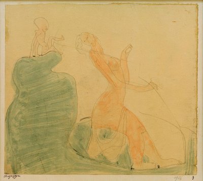 Ondeugend (Aphrodite en de ondeugende Eros) door Paul Klee