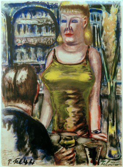 Gele bardame met heer door Paul Kleinschmidt
