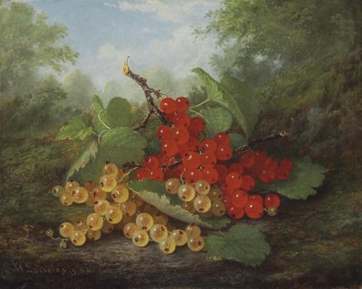 Stilleven met rode en witte bessen door Paul Lacroix