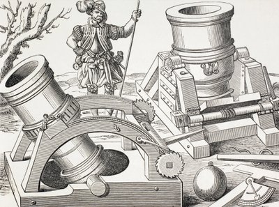 16e eeuwse mortieren op beweegbare wagens. door Paul Lacroix