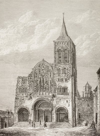 Abdijkerk van de Magdelene, Vezelay, Frankrijk, waar St Bernard de Tweede Kruistocht predikte in 1146. door Paul Lacroix