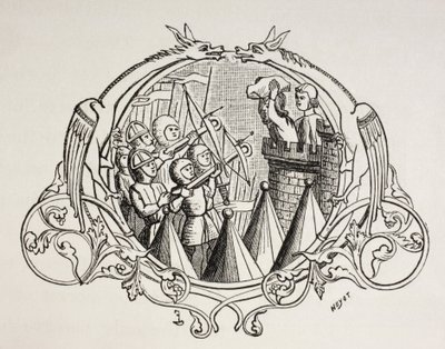 Aanval op een versterkte plaats, naar een dertiende-eeuwse miniatuur. door Paul Lacroix