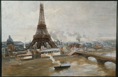 De Eiffeltoren en de werken van de wereldtentoonstelling in januari 1889 door Paul Louis Delance