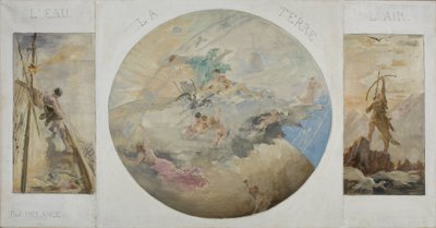 Schets voor de eetkamer van het Stadhuis van Parijs: Water, Aarde, Lucht, tussen 1891 en 1892 door Paul Louis Delance