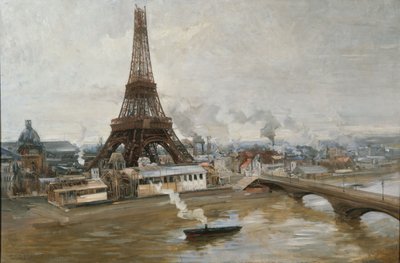 De Eiffeltoren gezien vanaf de Seine, 1889 door Paul Louis Delance