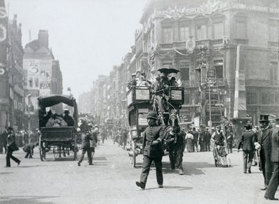 Ludgate Circus, Londen, voorbereid voor het Diamanten Jubileum van Koningin Victoria, 1897 door Paul Martin