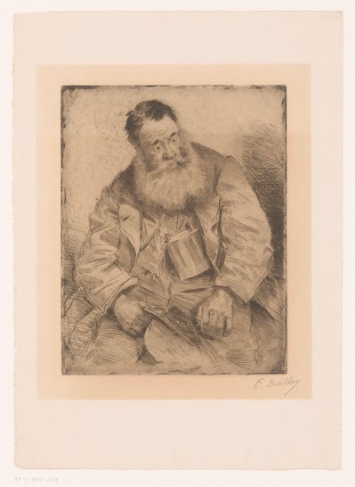Portret van een zittende man met baard door Paul Mathey (signed by artist)