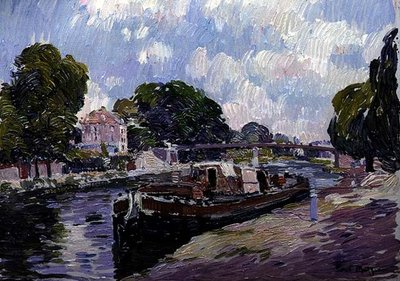 De kanaalboot, Bougival door Paul Mathieu