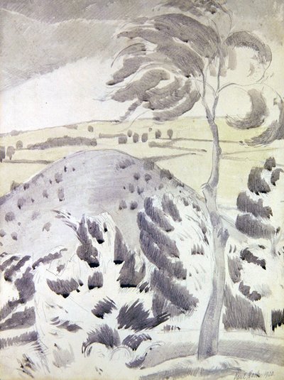 Heuvel en boom door Paul Nash