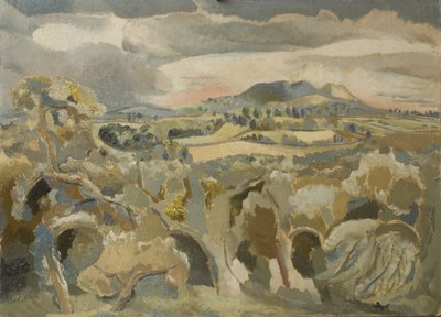 Landschap van de Malvern Afstand door Paul Nash