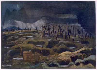 Schemering, uit Britse kunstenaars aan het front, voortzetting van het westelijk front, deel drie, Paul Nash door Paul Nash