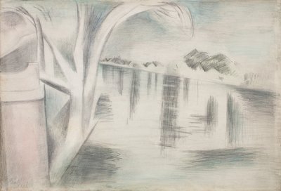 Rivier en bomen door Paul Nash