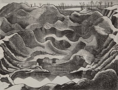 De mijnkrater, Hill 60, Ieper Salient door Paul Nash