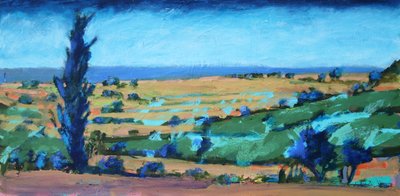 Kust van Devon, 2021 (acryl op board) door Paul Powis
