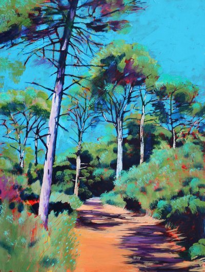 Koukounaries, 2021 (acryl op board) door Paul Powis