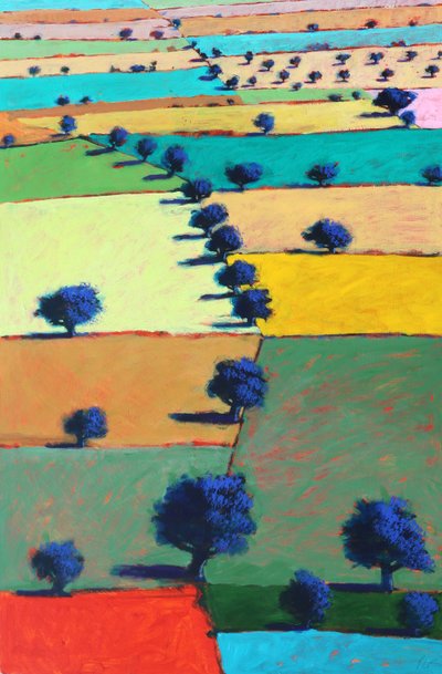 Severn Plain, 2022 (acryl op board) door Paul Powis