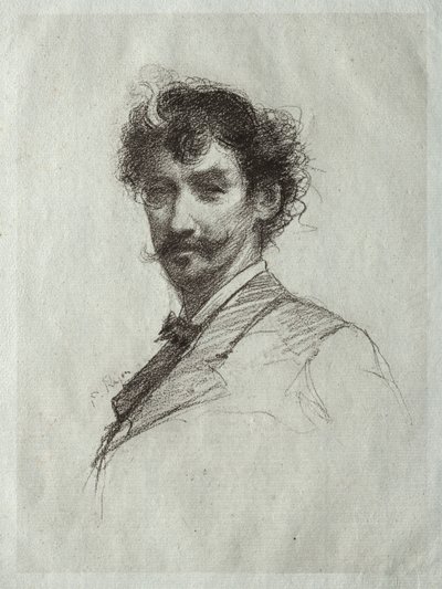 James McNeill Whistler met Witte Lok en Monocle door Paul Rajon