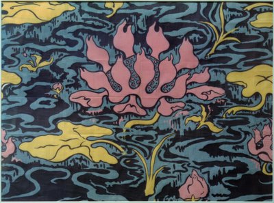 Decoratiestof met waterlelie door Paul Elie Ranson