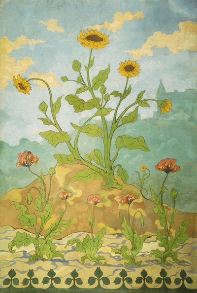 Zonnebloemen en klaprozen, 1899 door Paul Elie Ranson
