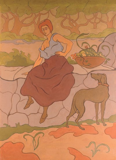 Vrouw en Hond met een Halsband; Femme au chien qui porte un collier door Paul Elie Ranson