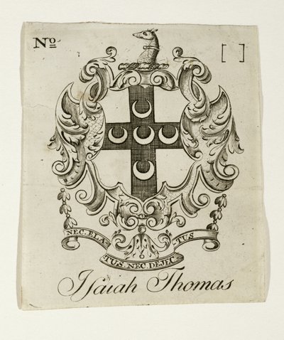 Boekplaat voor Isaiah Thomas (1749-1831), c. 1765-1770 door Paul Revere