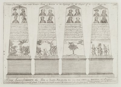 De obelisk onder de Vrijheidsboom, Boston door Paul Revere