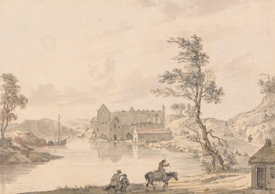 Askeaton Abbey bij Limerick, Ierland aan de rivier Deel door Paul Sandby