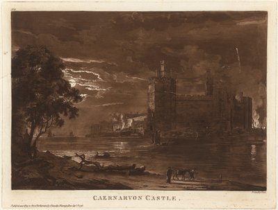 Caernarvon Kasteel (Nacht) door Paul Sandby